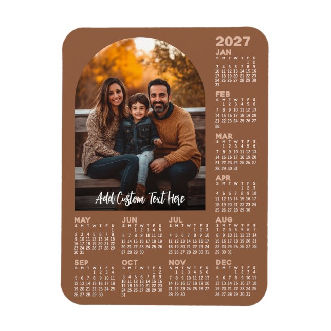 Ímã Calendário 2027 com Foto - Ano Completo Terra Cott (Vertical)