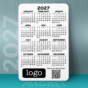 Ímã Calendário 2027 com Logotipo Empresarial e Código 