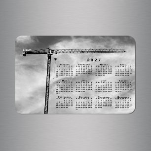 Ímã Calendário 2027 da Foto da Grúa de Construção Lega