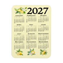 Calendário 2027 Estilo Italiano Limões Amarelo