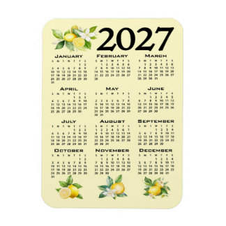 Ímã Calendário 2027 Estilo Italiano Limões Amarelo