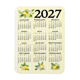 Ímã Calendário 2027 Estilo Italiano Limões Listras Ama