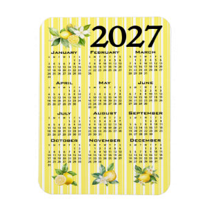 Ímã Calendário 2027 Estilo Italiano Limões Listras Ama