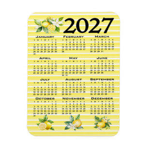 Ímã Calendário 2027 Estilo Italiano Limões Listras Ama