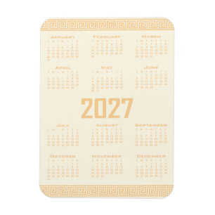 Ímã Calendário 2027, Fretwork Grego, Bege em Cosmic La