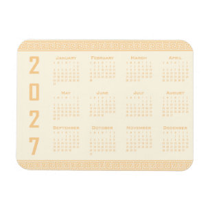 Ímã Calendário 2027, Fretwork Grego, Bege em Cosmic La