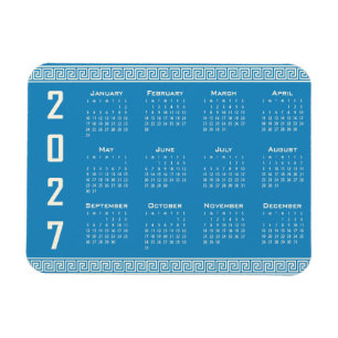 Ímã Calendário 2027, Fretwork Grego, Cosmic Latte em A