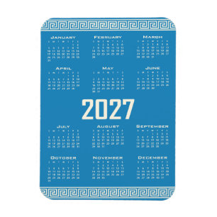 Ímã Calendário 2027, Fretwork Grego, Cosmic Latte em A