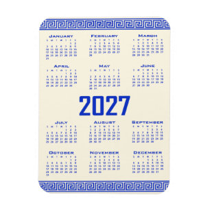 Ímã Calendário 2027, Greek Fret, Greek Azul Cosmic Lat