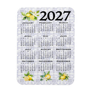 Ímã Calendário 2027 Limões Azulejos Italianos Mediterr