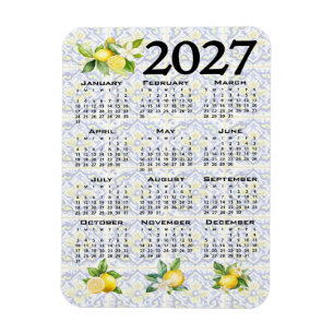 Ímã Calendário 2027 Limões Azulejos Mediterrâneos Ital