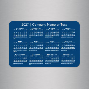 Ímã Calendário 2027 Texto Personalizado Azul
