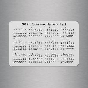 Ímã Calendário 2027 Texto Personalizado Cinza