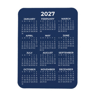 Ímã Calendário Anual 2027 Básico Mini Azul Marinho