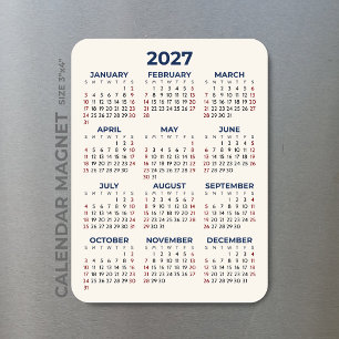 Ímã Calendário Anual 2027 Suas Cores Mini