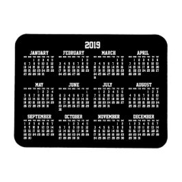 Ímã Calendário Anual Preto 2019 Pequenos Magnetos Flex