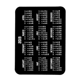 Ímã Calendário Anual Preto 2019 Pequenos Magnetos Flex