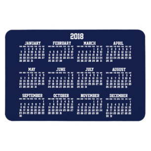 Ímã Calendário Azul do marinho 2018 Grandes Magnets Fl