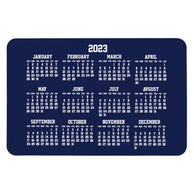 Ímã Calendário Azul do marinho 2023 Grandes Magnets Fl (Horizontal)