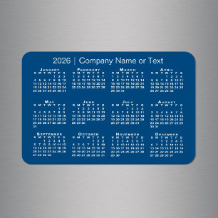 Ímã Calendário Azul e Branco 2026 com Texto Personaliz