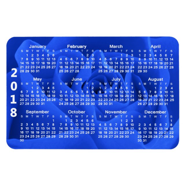 Ímã Calendário Azul Rosa 2018 (Horizontal)