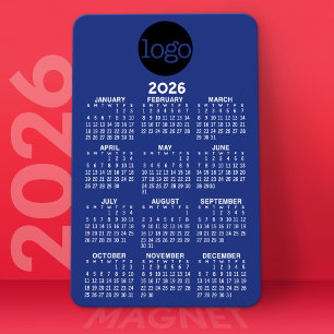 Ímã Calendário com Logotipo Branco Básico Mínimo