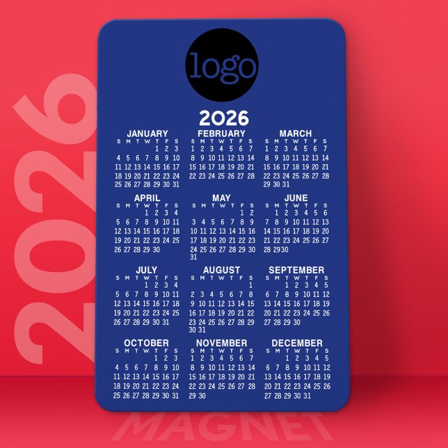Ímã Calendário com Logotipo Branco Básico Mínimo (2026 Calendar Magnet)