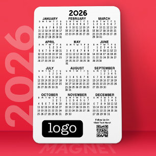 Ímã Calendário com logotipo comercial e código QR