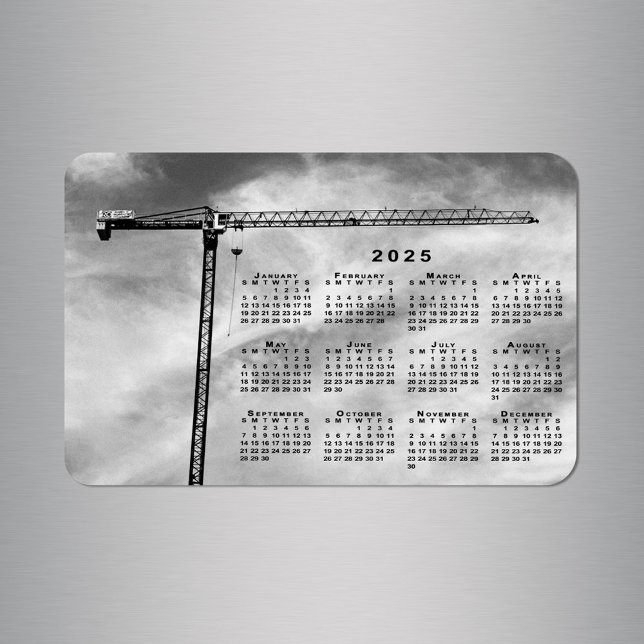 Ímã Calendário da legal Crane de Construção 2025 (Cool Construction Crane Photo 2025 Calendar Magnet in situ)