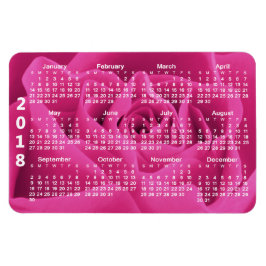 Ímã Calendário de 2018 das Pétalas Rosa Rosa Rosa Rosa