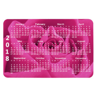 Ímã Calendário de 2018 das Pétalas Rosa Rosa Rosa Rosa