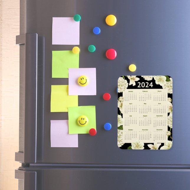 Ímã Calendário de 2024 anos do Elegante Black and Beig (Criador carregado)