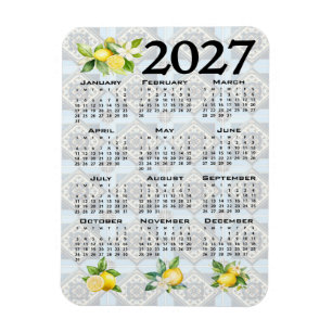 Ímã Calendário de 2027 Limões Azulejos Italianos Medit