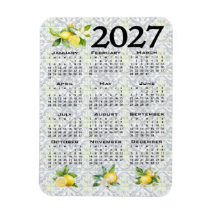 Ímã Calendário de 2027 Limões Azulejos Italianos Medit