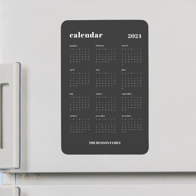 Ímã Calendário de Cinzas Escuras 2024 da SImple Bold (Criador carregado)