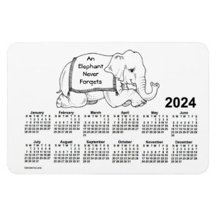 Ímã Calendário de Elefante Branco 2024 por Janz 4x6 M
