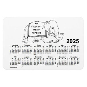Ímã Calendário de Elefante Branco 2025 por Janz 4x6 M