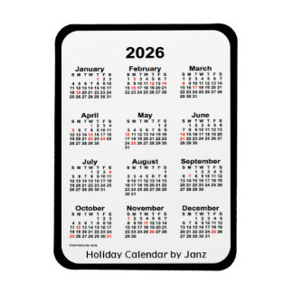 Ímã Calendário de feriado preto 2026 por Janz Magnet