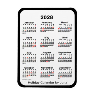 Ímã Calendário de feriado preto 2028 por Janz Magnet