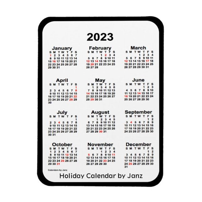 Ímã Calendário de feriados negros 2023 por Janz Magnet (Vertical)