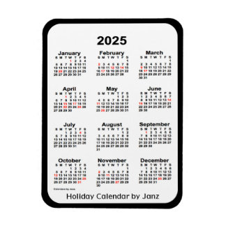 Ímã Calendário de feriados negros 2025 por Janz Magnet