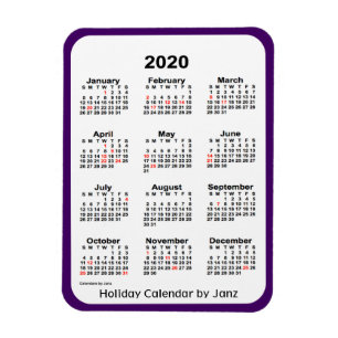 Ímã Calendário de Férias 2020 por Janz Purple