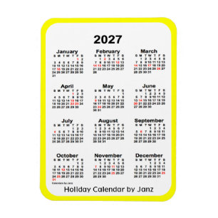 Ímã Calendário de Férias Amarelas 2027 por Janz Magn