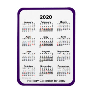 Ímã Calendário de férias de 2020 por Janz Purple