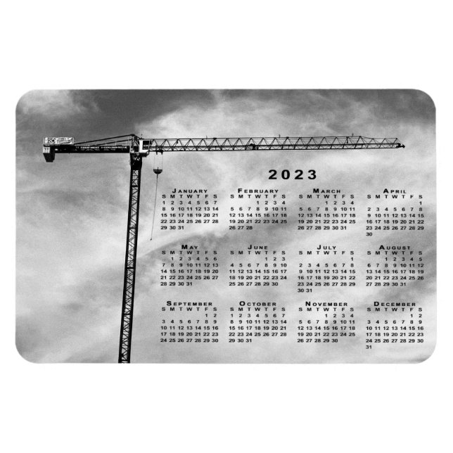 Ímã Calendário de Foto da Crane de Construção Chic 202 (Horizontal)