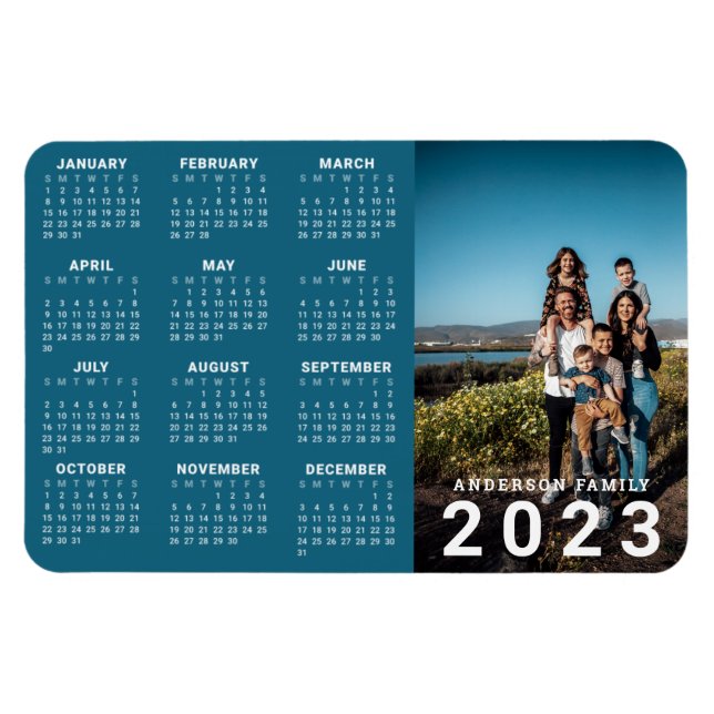 Ímã Calendário de Foto da Família Personalizada 2023 (Horizontal)