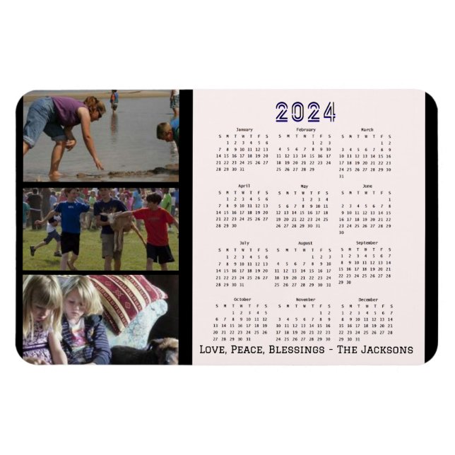 Ímã Calendário de Fotografias da Família de Ano Novo d (Horizontal)