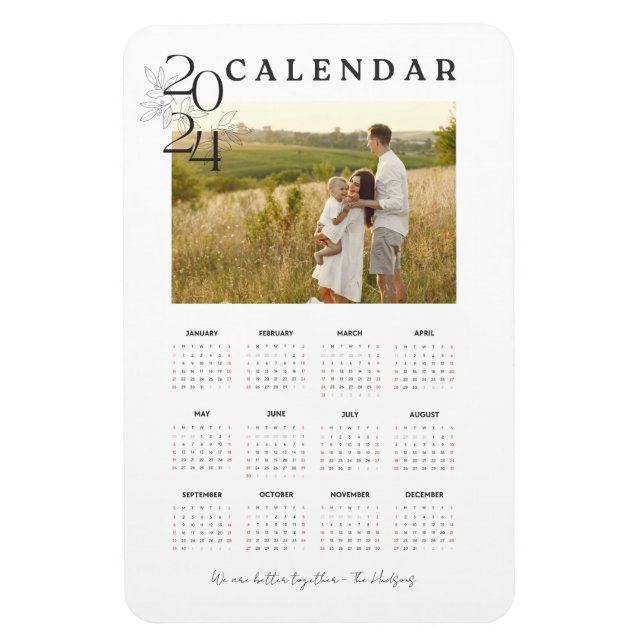 Ímã Calendário de Fotografias do Casal Branco de Cheio (Vertical)