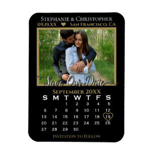 Ímã Calendário de Fotografias Douradas e Pretas Guard
