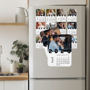 Ímã Calendário de Fotos Moderno Minimalista de agosto 